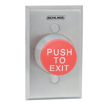 Schlage Electronics 620 Series, Single Gang Mount Push to Exit Pushbutton, Stainless Steel 621RD EX